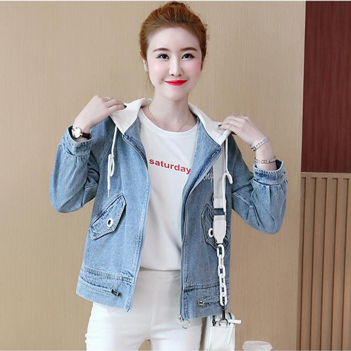ÁO KHOÁC JEAN IN CHỮ PHỐI NÓN TRẮNG​​​​​​​